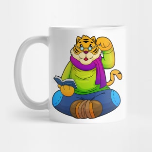 Tiger as Nerd with Book Mug